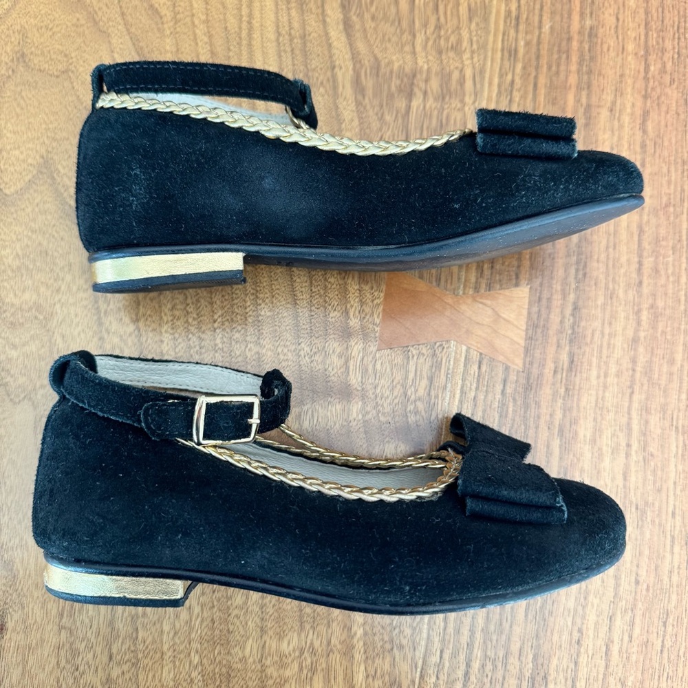 Girl's Empress Noir Suede Bow Mary Jane Dress Flats. Euro Size 30 / US 1… - Picture 8 of 15